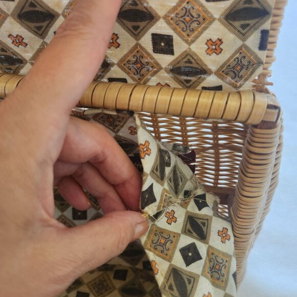 Vintage 1960's Woven Plastic Wicker Handbag Purse Leather Retro Cottagecore Cute - Picture 15 of 16